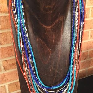 Multi-strand beaded fashion necklace (adjustable)